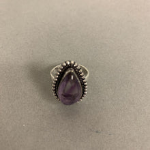 Load image into Gallery viewer, Silver Plated Amethyst Teardrop Ring sz 5
