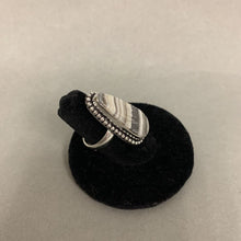 Load image into Gallery viewer, Silver Plated Zebra Calcite Ring sz 4/Adjustable
