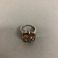 Load image into Gallery viewer, Sterling Marcasite Citrine Lizard Ring sz 7
