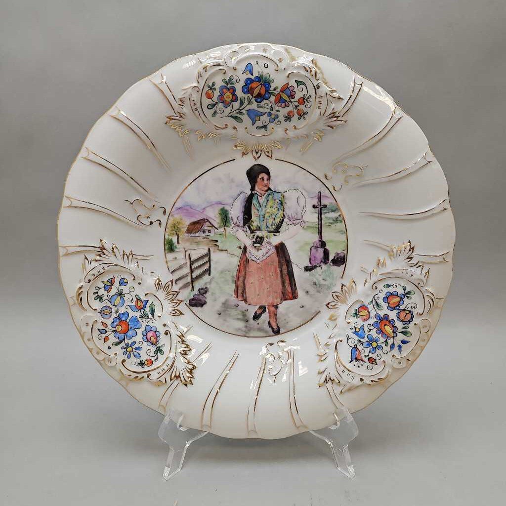 Hand-Painted Plate, European Woman (12