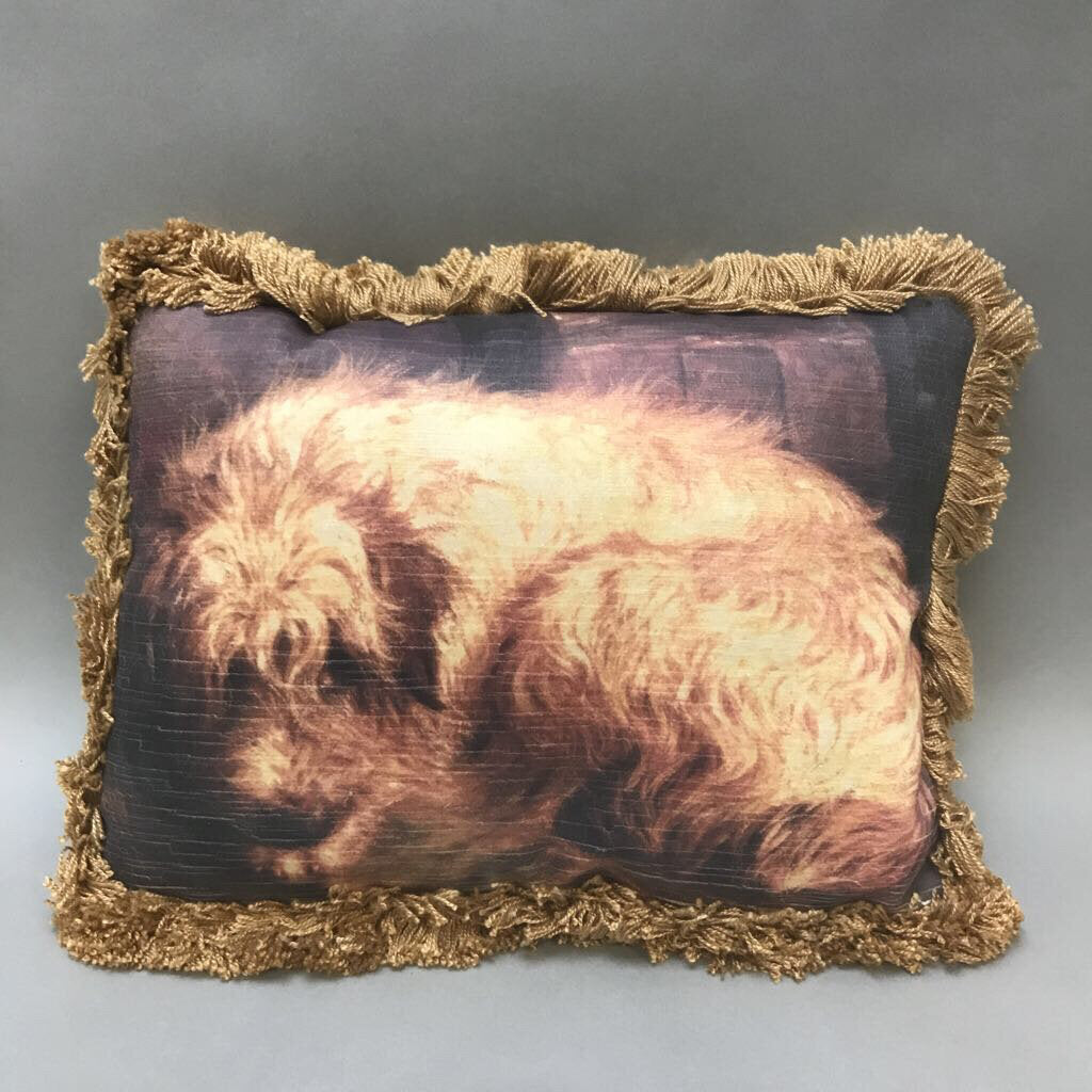 Vintage Laying Terrier Dog Pillow (11x14)