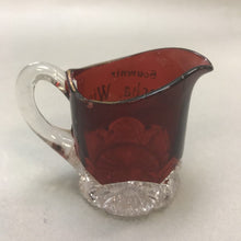 Load image into Gallery viewer, Vintage Ruby Flashed Glass Souvenir Creamer Pitcher Kenosha, Wis As Is(2.5&quot;)

