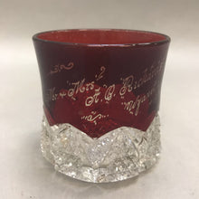 Load image into Gallery viewer, Vintage Ruby Red Flash Souvenir Mr &amp; Mrs Richards Glass (4x4)(As Is)
