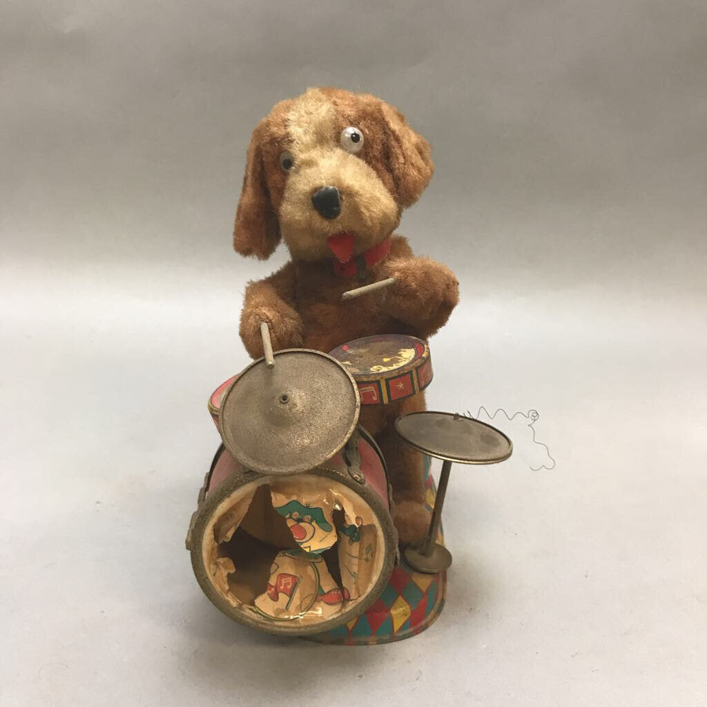 Vintage Alps Cragstan Mechanical Dog Dandy Drumming Puppy Toy (As-Is) (9