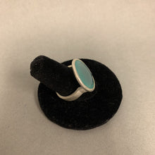 Load image into Gallery viewer, Brushed Sterling Aqua Chalcedony Ring sz 8
