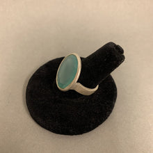 Load image into Gallery viewer, Brushed Sterling Aqua Chalcedony Ring sz 8
