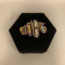 Load image into Gallery viewer, B Sucherman Sterling Gold Filled Dichroic Glass Art Brooch Pin (2&quot;)
