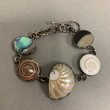 Load image into Gallery viewer, Sterling Ammonite Abalone Shiva Eye Link Bracelet (8&quot;)
