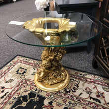 Load image into Gallery viewer, Gold Cupid / Glass Top End Table (20x25x25)
