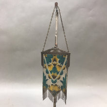 Load image into Gallery viewer, Antique 1920s Mandalian Co Blue Gold Enamel Mesh Silver Frame Purse (6.5&quot; x 4&quot;)
