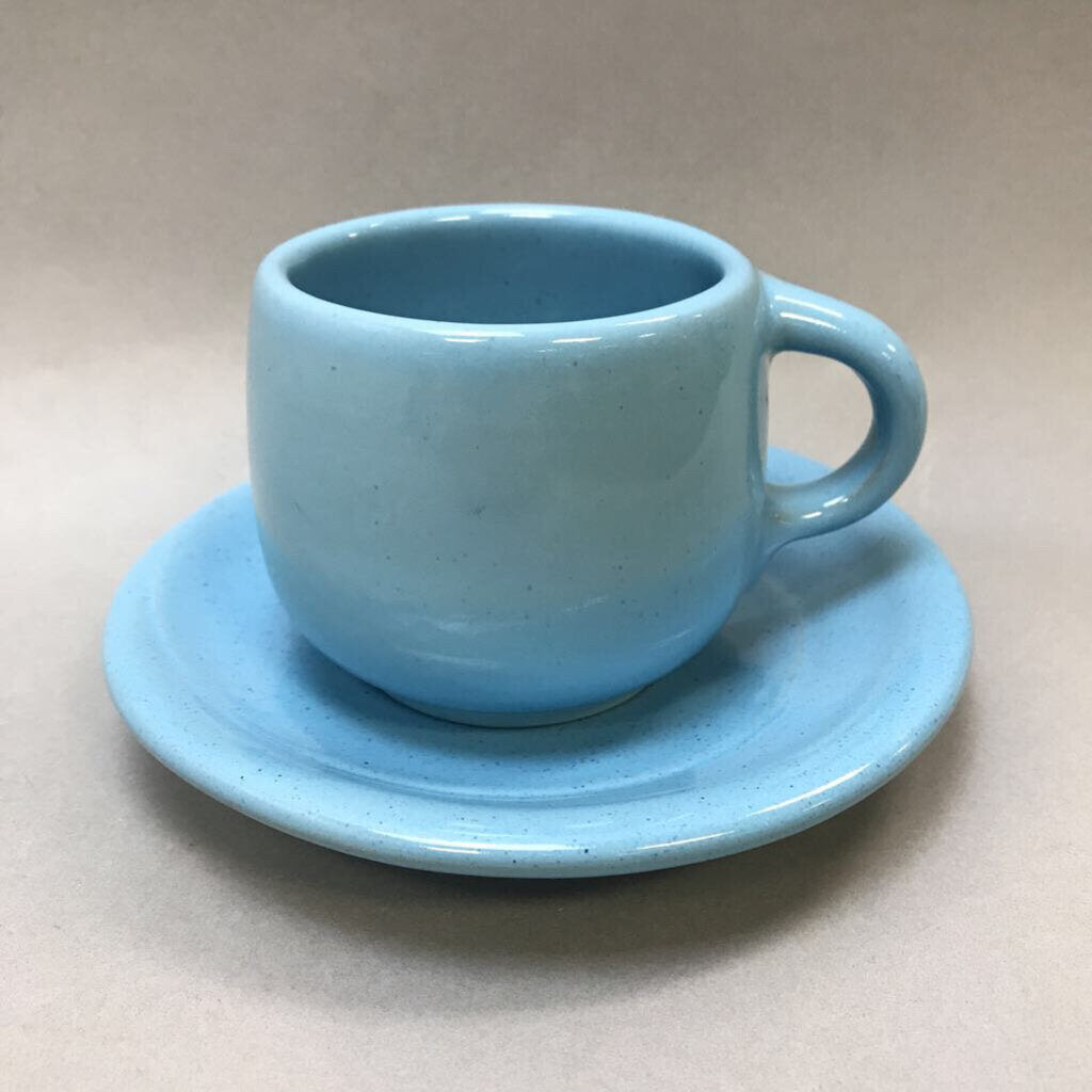 Frankoma Lazy Bones Blue Flat Cup (3