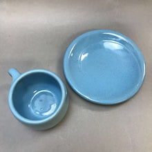 Load image into Gallery viewer, Frankoma Lazy Bones Blue Flat Cup (3&quot;) &amp; Saucer (6&quot;) Set (7 Available)
