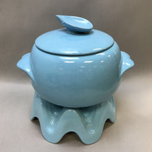Load image into Gallery viewer, Frankoma Lazy Bones Blue Bean Pot w/ Warmer (10&quot;)
