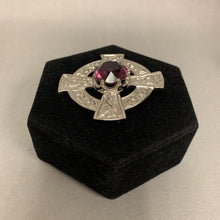 Load image into Gallery viewer, Carrick Jewelry Scotland Silvertone Amethyst Crystal Cross Brooch Pin (2&quot;)
