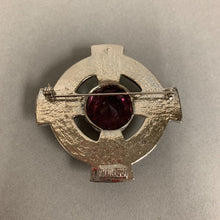 Load image into Gallery viewer, Carrick Jewelry Scotland Silvertone Amethyst Crystal Cross Brooch Pin (2&quot;)
