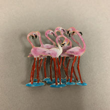 Load image into Gallery viewer, Zarah Enamel 3D Flamingo Flock Brooch Pin (2&quot;)
