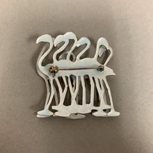 Load image into Gallery viewer, Zarah Enamel 3D Flamingo Flock Brooch Pin (2&quot;)
