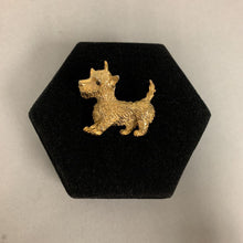 Load image into Gallery viewer, Goldtone Jeweled Eyes Scottie Dog Brooch Pin Signed (1.5&quot;)
