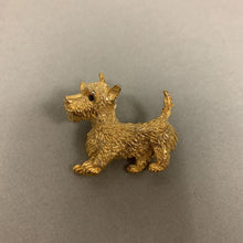 Load image into Gallery viewer, Goldtone Jeweled Eyes Scottie Dog Brooch Pin Signed (1.5&quot;)
