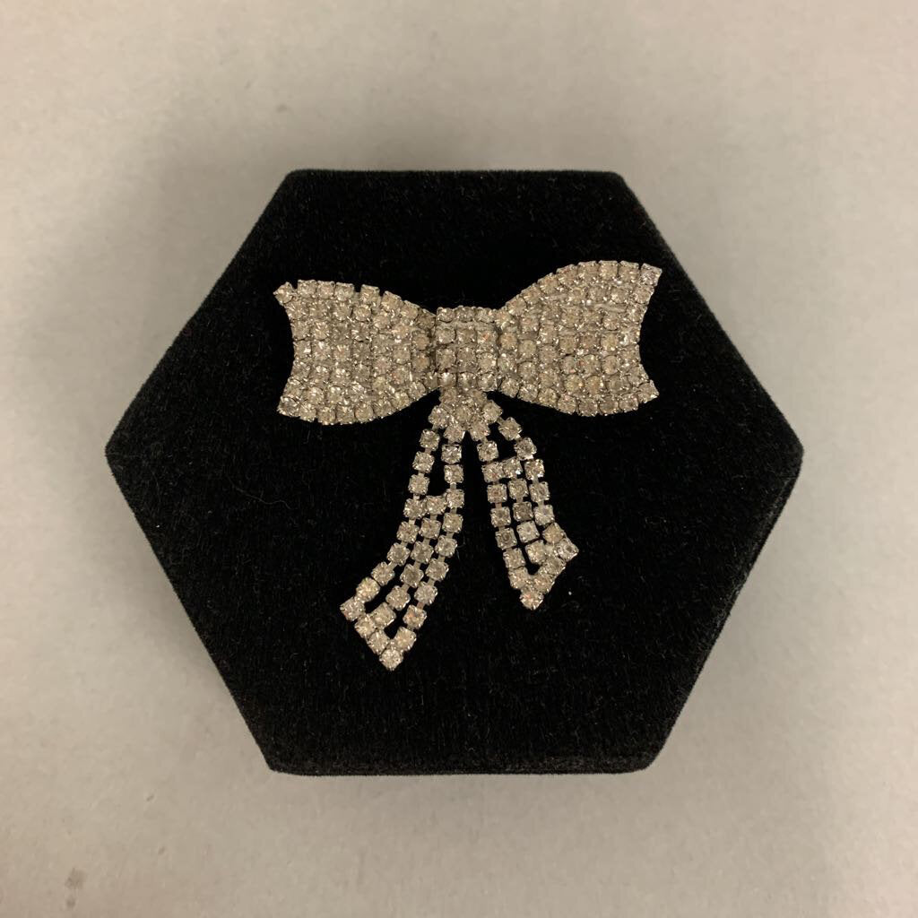 Rhinestone Bow Brooch Pin (2.5