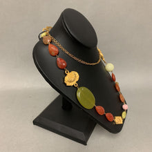 Load image into Gallery viewer, David Aubrey Goldtone Owl Lotus Multi-stone Beaded Chain Necklace (34&quot;)
