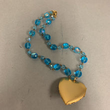 Load image into Gallery viewer, Maximal Art Blue Crystal Beaded Chain Heart Locket Necklace (18&quot;)
