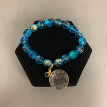 Load image into Gallery viewer, Maximal Art Blue Crystal Beaded Clear Crystal Clip Charm Stretch Bracelet
