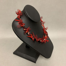 Load image into Gallery viewer, Catherine Bijoux Red Glass &amp; Stone Textile Ribbons Necklace (20&quot;)
