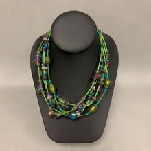 Load image into Gallery viewer, Treska Green Blue Purple Glass Bead Layered Necklace (22&quot;)
