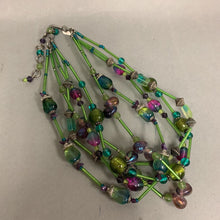 Load image into Gallery viewer, Treska Green Blue Purple Glass Bead Layered Necklace (22&quot;)
