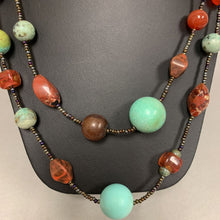 Load image into Gallery viewer, Mei Fa Turquoise Carnelian Jasper Beaded Necklace (44&quot;)
