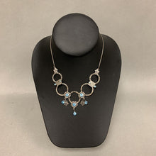 Load image into Gallery viewer, Pilgrim Danish Design Circles w/ Etched Quotations &amp; Blue Crystals Necklace (18&quot;)
