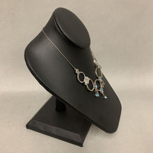 Load image into Gallery viewer, Pilgrim Danish Design Circles w/ Etched Quotations &amp; Blue Crystals Necklace (18&quot;)
