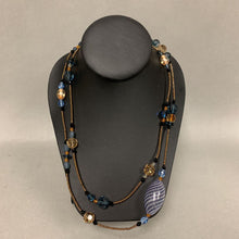 Load image into Gallery viewer, Mei Fa Blue &amp; Gold Art Bead Necklace (44&quot;)
