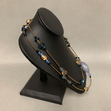 Load image into Gallery viewer, Mei Fa Blue &amp; Gold Art Bead Necklace (44&quot;)
