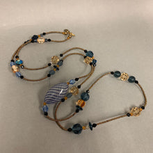 Load image into Gallery viewer, Mei Fa Blue &amp; Gold Art Bead Necklace (44&quot;)
