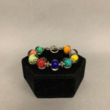 Load image into Gallery viewer, Sterling Rainbow Art Glass Bead Toggle Bracelet (8&quot;)
