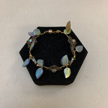 Load image into Gallery viewer, Handmade Czech Glass Leafy Beaded Wire Swarovski Crystal Accent Bracelet (7&quot;)
