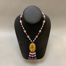 Load image into Gallery viewer, Maximal Art Vintage Valentine Pendant on Purple Beaded Chain Necklace (24&quot;)
