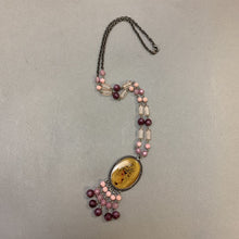 Load image into Gallery viewer, Maximal Art Vintage Valentine Pendant on Purple Beaded Chain Necklace (24&quot;)
