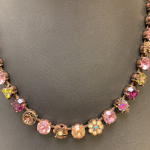 Load image into Gallery viewer, Copper Pink Purple &amp; Green Swarovski Crystal &amp; Art Glass Necklace (18&quot;)
