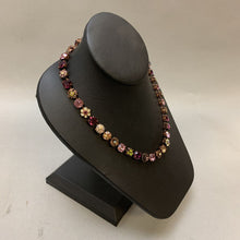 Load image into Gallery viewer, Copper Pink Purple &amp; Green Swarovski Crystal &amp; Art Glass Necklace (18&quot;)
