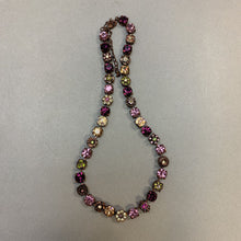 Load image into Gallery viewer, Copper Pink Purple &amp; Green Swarovski Crystal &amp; Art Glass Necklace (18&quot;)
