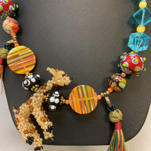 Load image into Gallery viewer, Art Glass Lampwork Beaded Giraffe Tassel Necklace (20&quot;)
