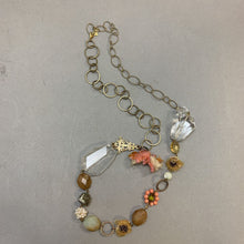 Load image into Gallery viewer, Antiqued Silver Quartz Crystal Multi-stone Vintage Charm Assemblage Necklace (30&quot;)
