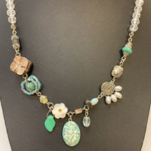 Load image into Gallery viewer, Faceted Clear Crystal Bead Vintage Charm Assemblage Necklace (20&quot;)
