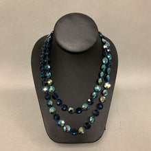 Load image into Gallery viewer, Dark Blue Faceted Iridescent Crystal Beaded Necklace (36&quot;)
