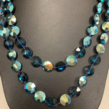 Load image into Gallery viewer, Dark Blue Faceted Iridescent Crystal Beaded Necklace (36&quot;)
