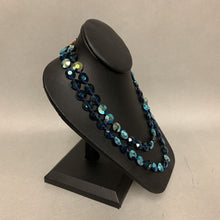 Load image into Gallery viewer, Dark Blue Faceted Iridescent Crystal Beaded Necklace (36&quot;)
