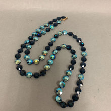 Load image into Gallery viewer, Dark Blue Faceted Iridescent Crystal Beaded Necklace (36&quot;)
